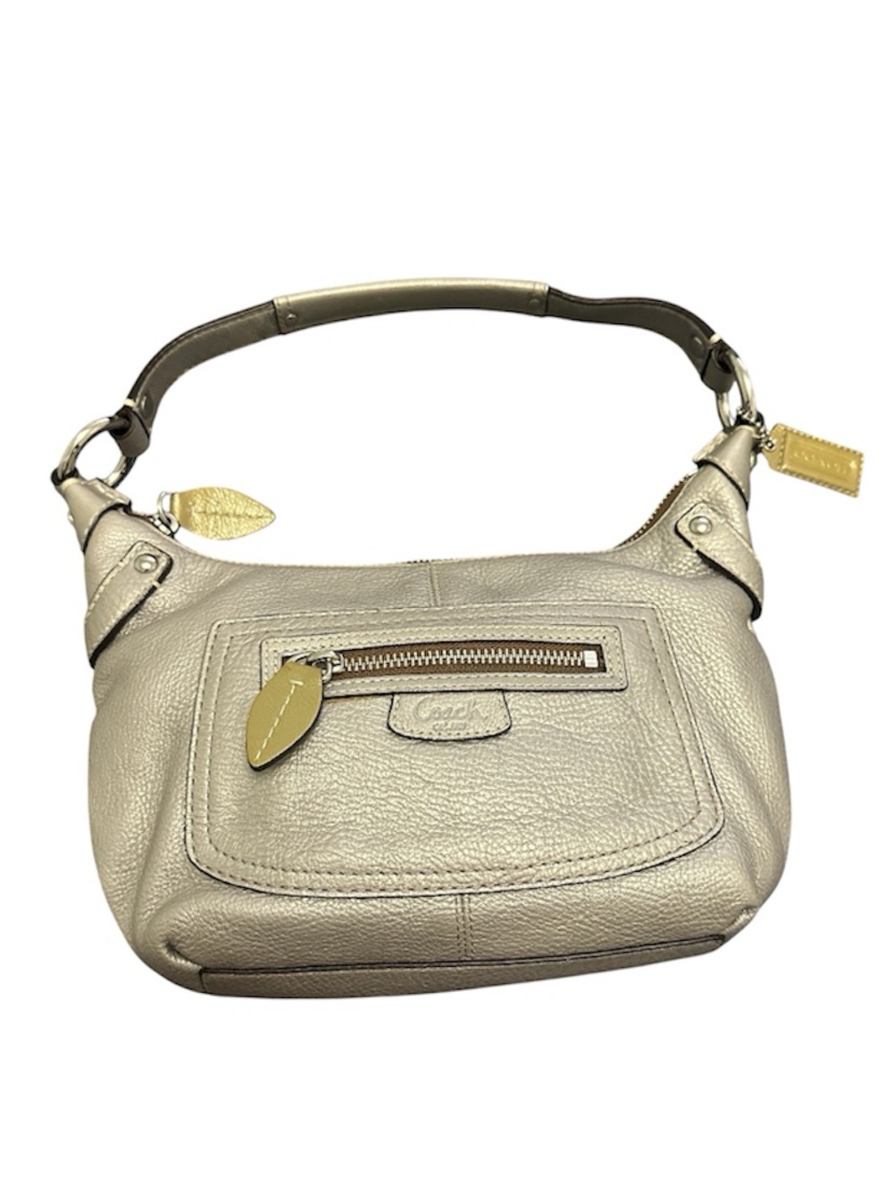 VTG Coach Penelope Hobo Pebbled Leather Bag | RARE Metallic Champagne Silver